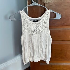 American Eagle Outfitters Cream Lace Tank